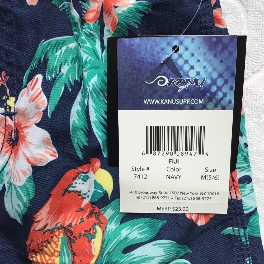 Kanu Surf Fiji Blue Tropical Print Board Shorts - Size Medium (5/6) - Picture 7 of 7